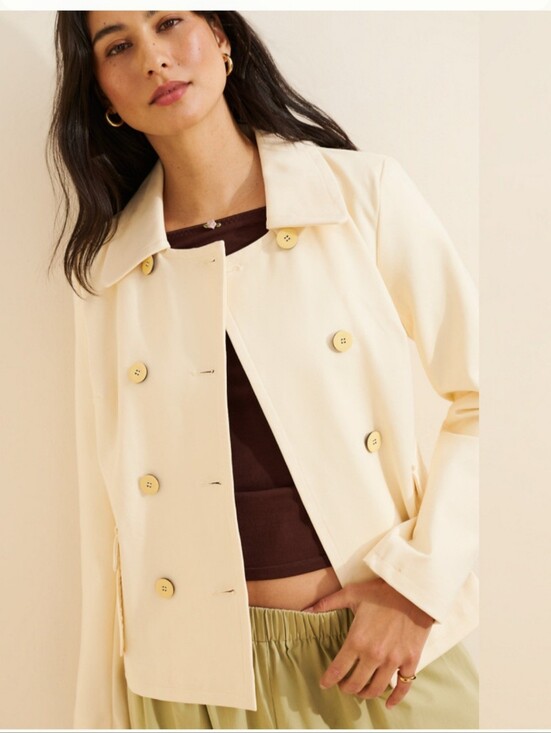 Maeve Jackets & Blazers - Maeve Womens Blazer Jacket Lemon Icing Yellow Size L Double Breasted Knit5